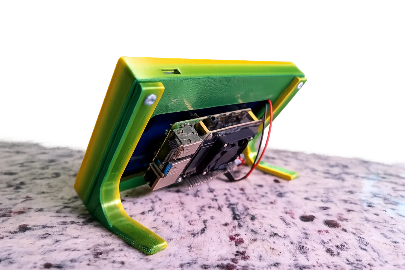 MagicMirror display in its custom stand